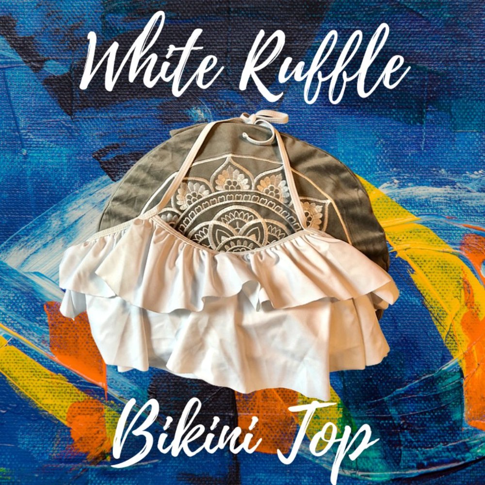 White Ruffled Bikini Halter Top